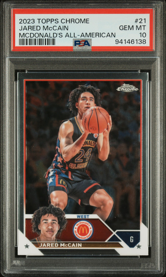 2023 Topps Chrome Mcdonald'S All-American #21 Jared Mccain PSA 10