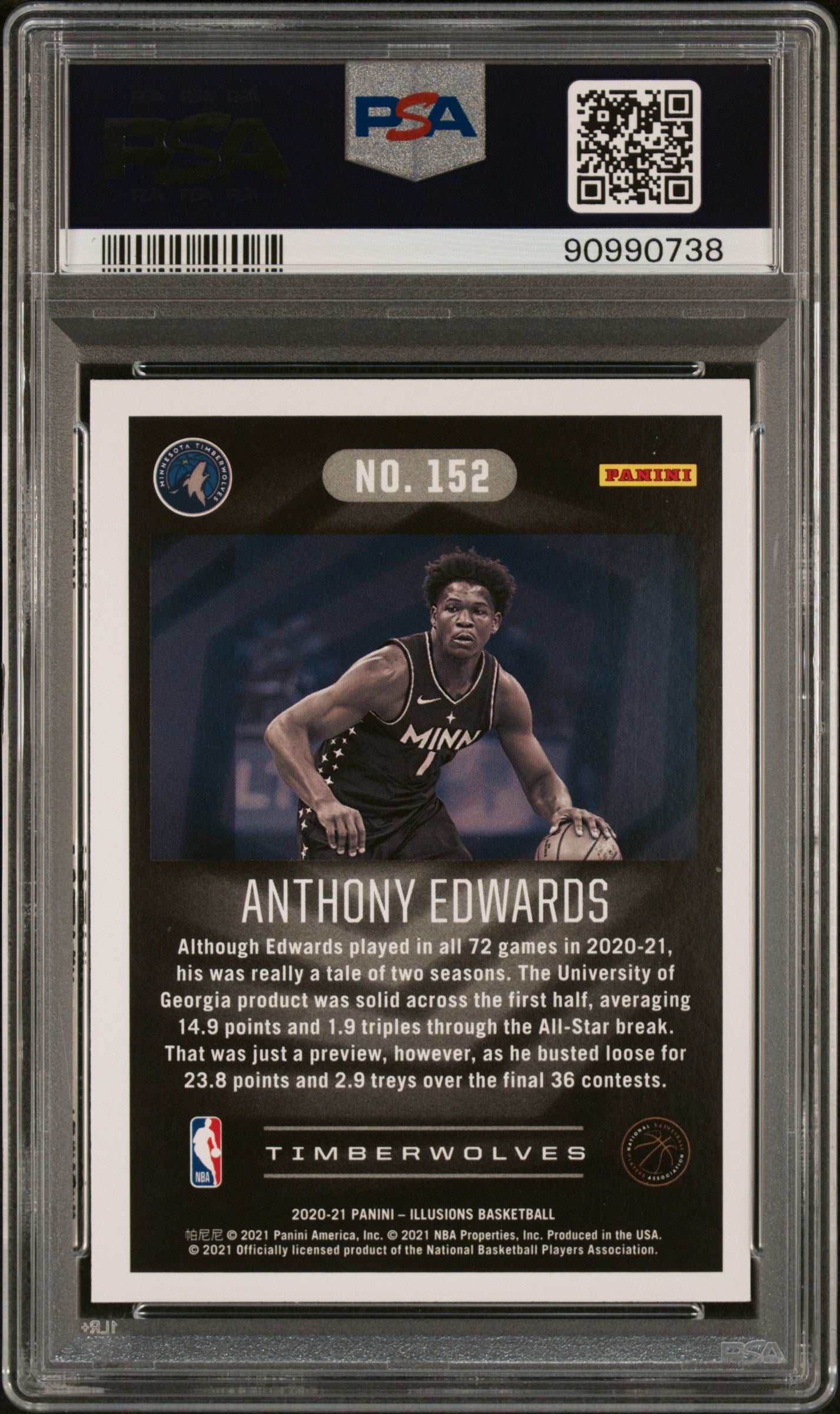 2020 Panini Illusions #152 Anthony Edwards RC PSA 9