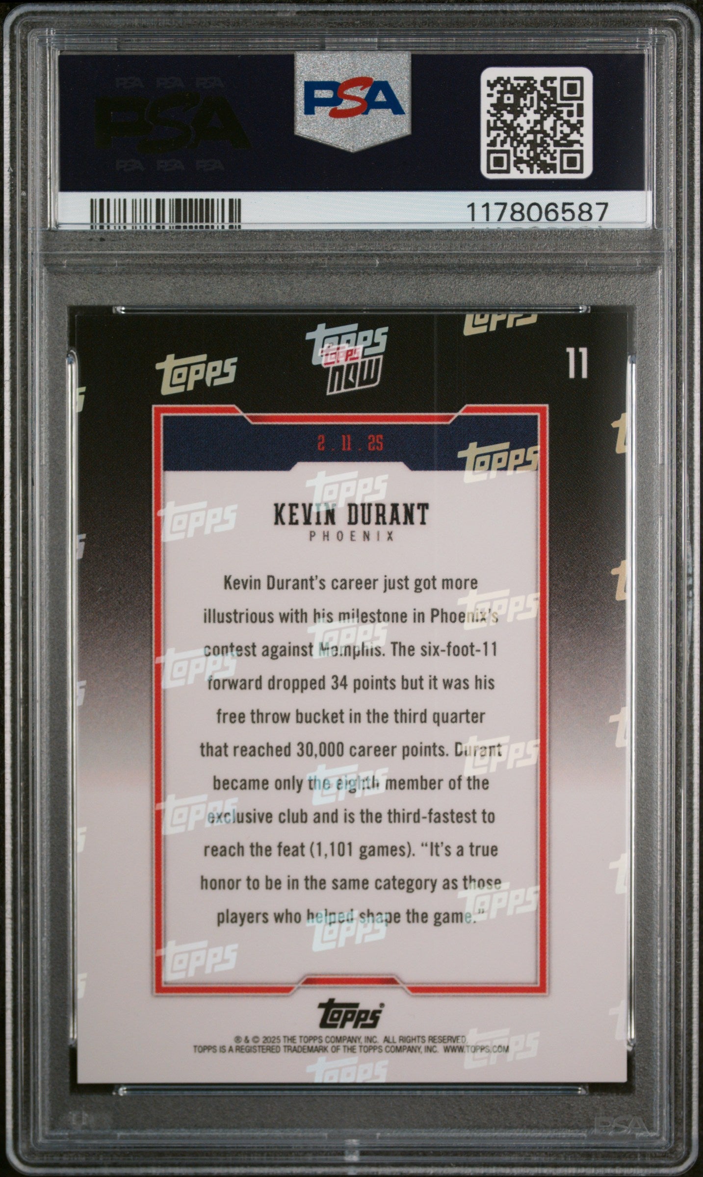 (1)2024 Topps Now #11 Kevin Durant PSA 9