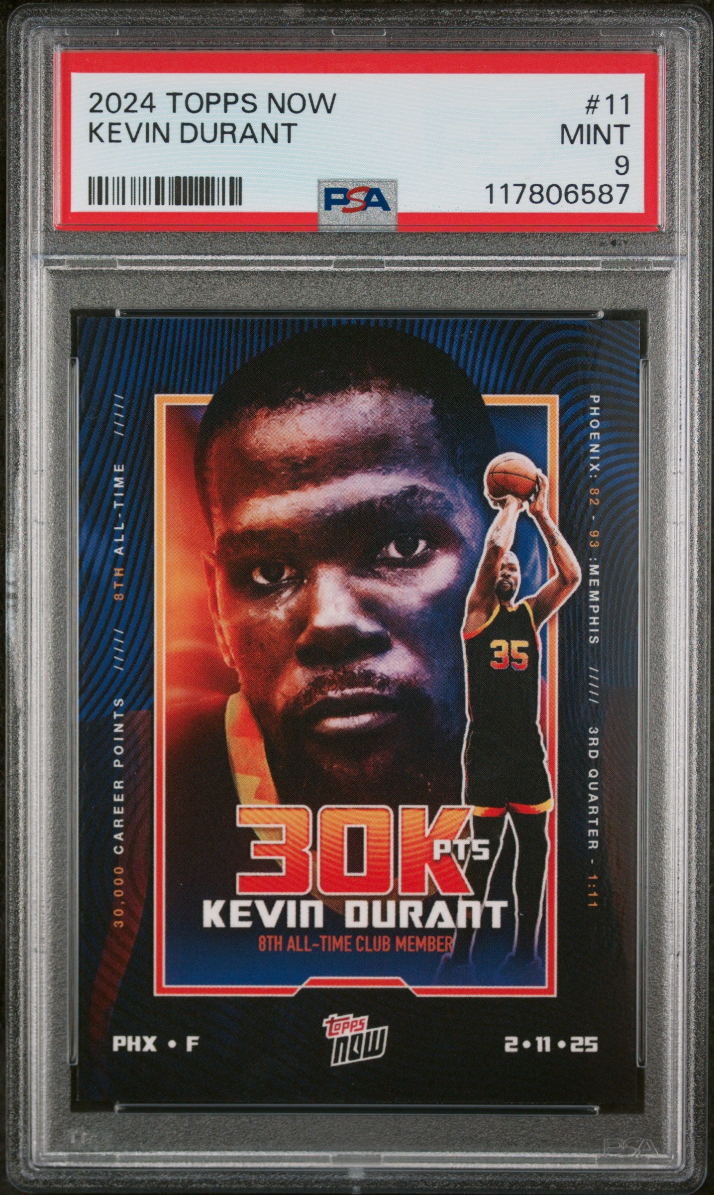 (1)2024 Topps Now #11 Kevin Durant PSA 9