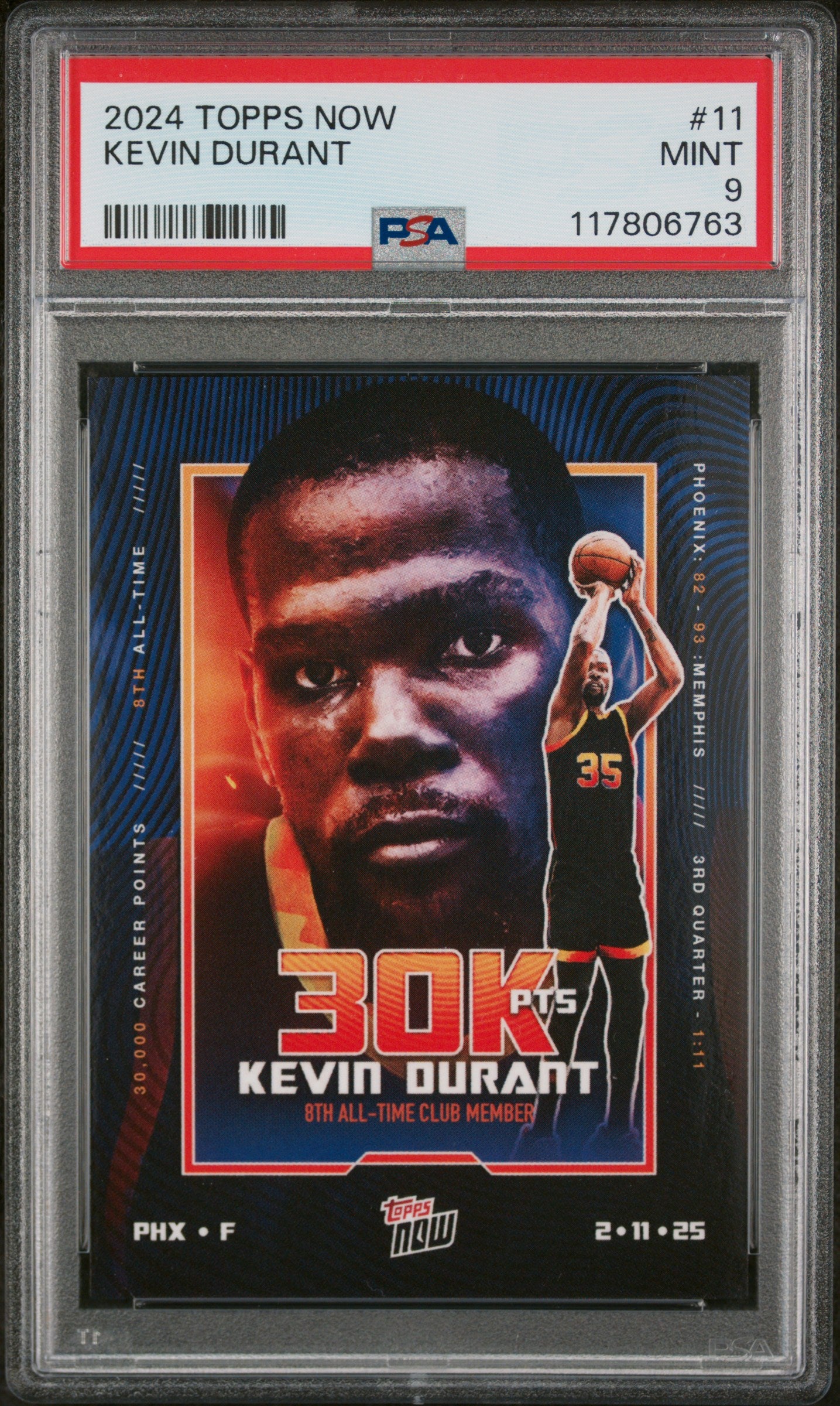 (2)2024 Topps Now #11 Kevin Durant PSA 9