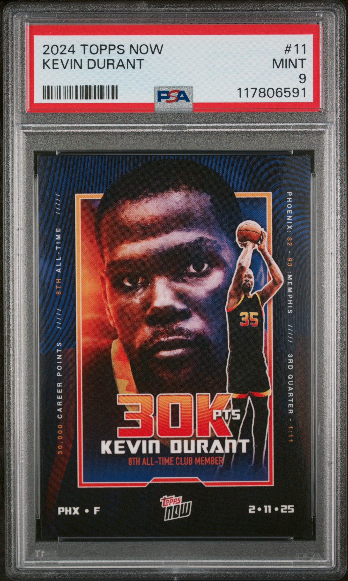 (3)2024 Topps Now #11 Kevin Durant PSA 9