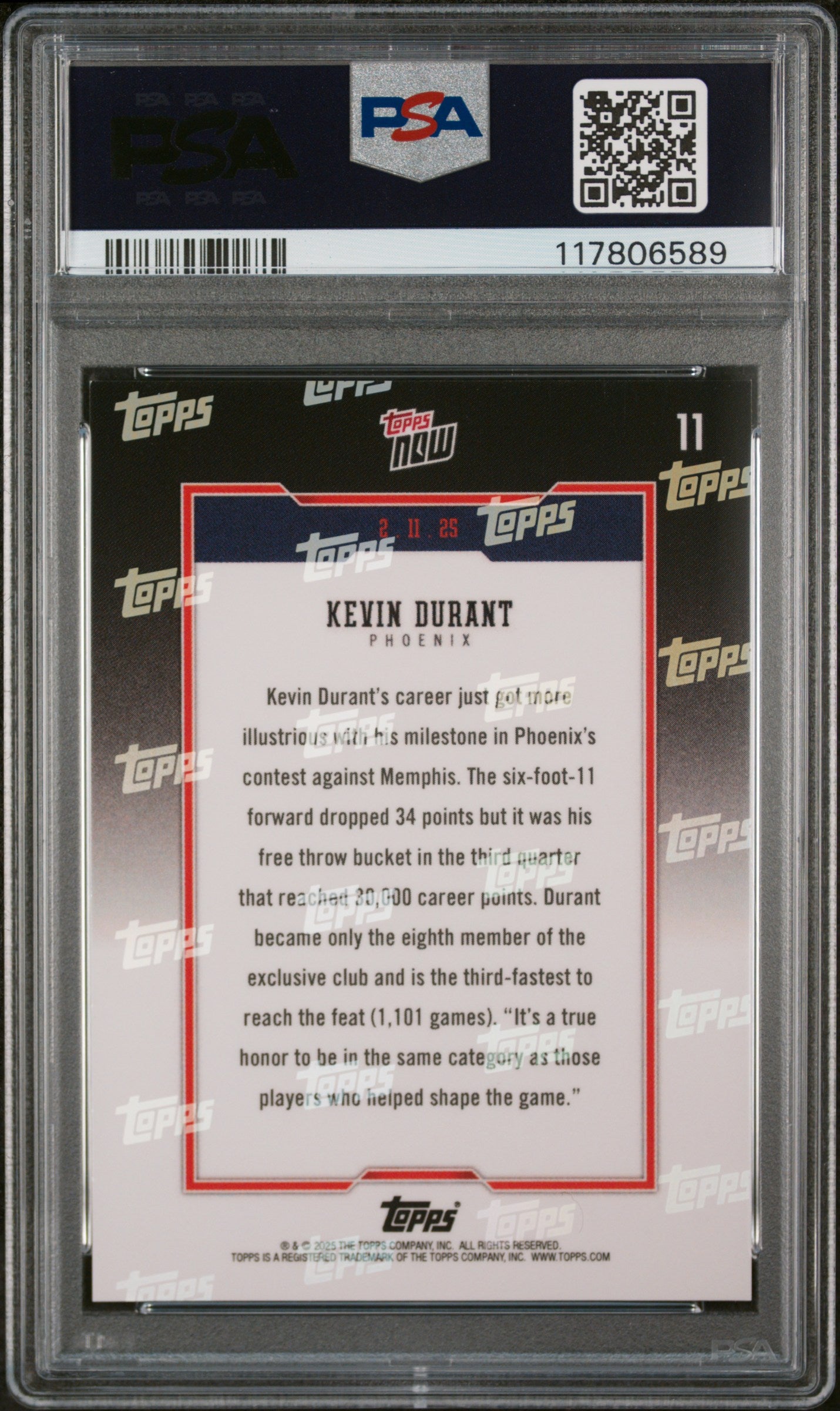(4)2024 Topps Now #11 Kevin Durant PSA 9