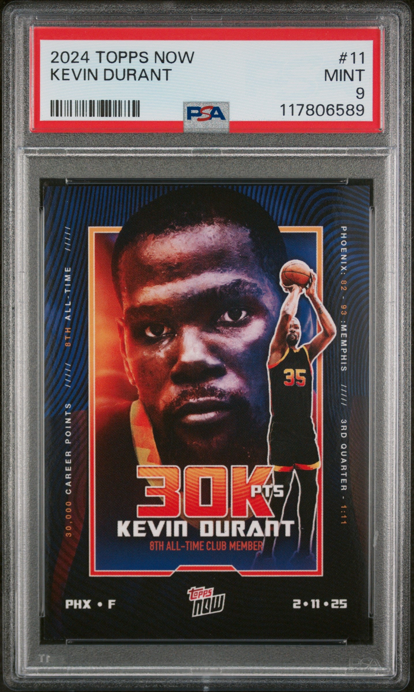 (4)2024 Topps Now #11 Kevin Durant PSA 9