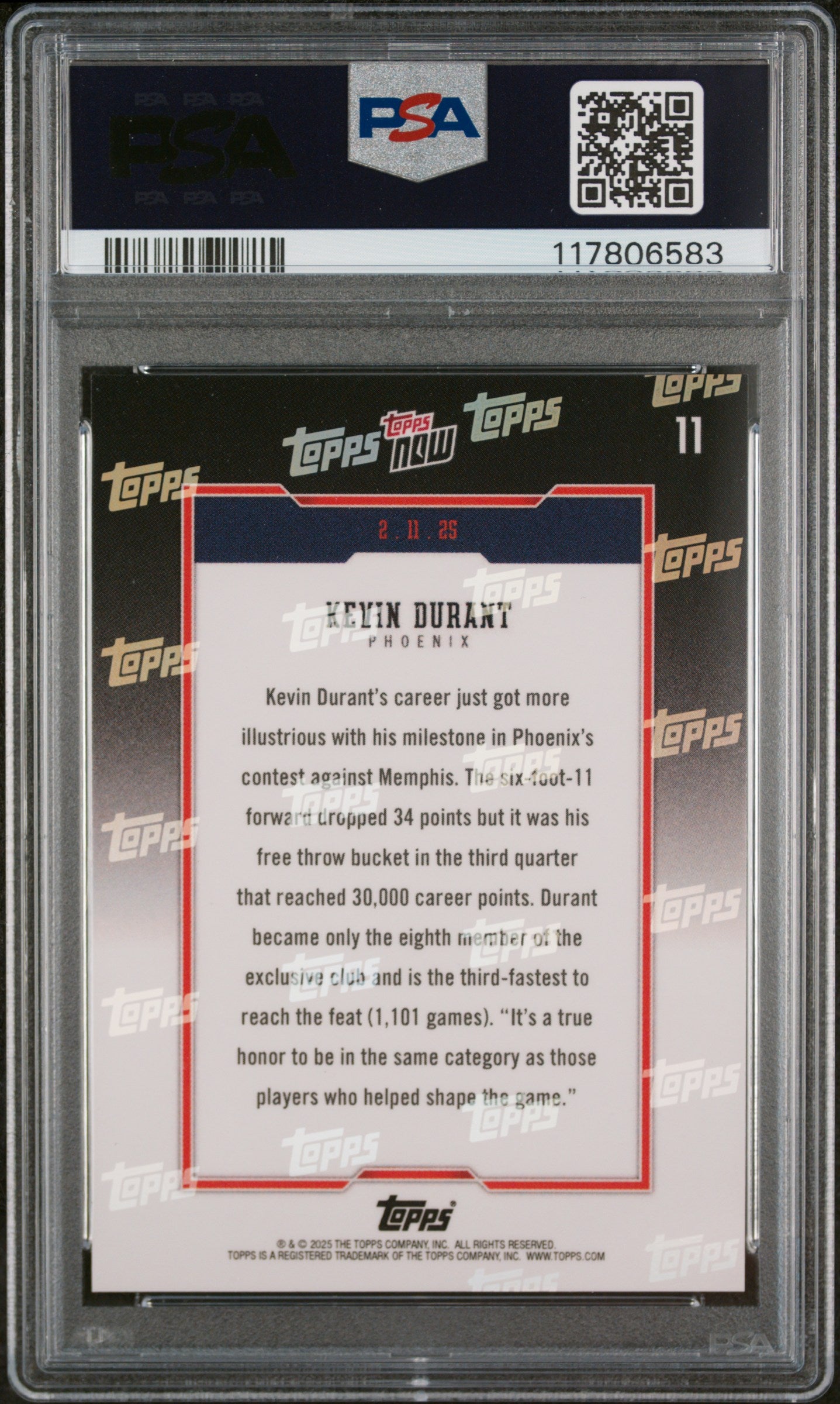 (1)2024 Topps Now #11 Kevin Durant PSA 10