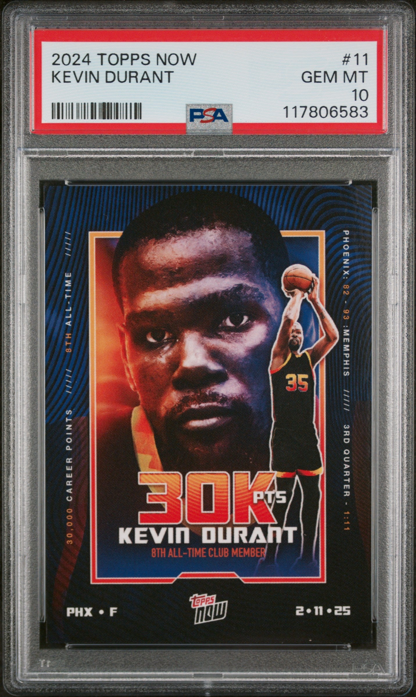 (1)2024 Topps Now #11 Kevin Durant PSA 10