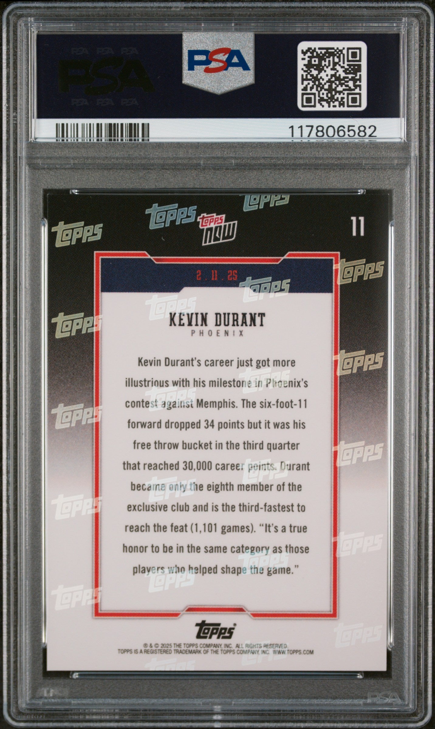 (2)2024 Topps Now #11 Kevin Durant PSA 10