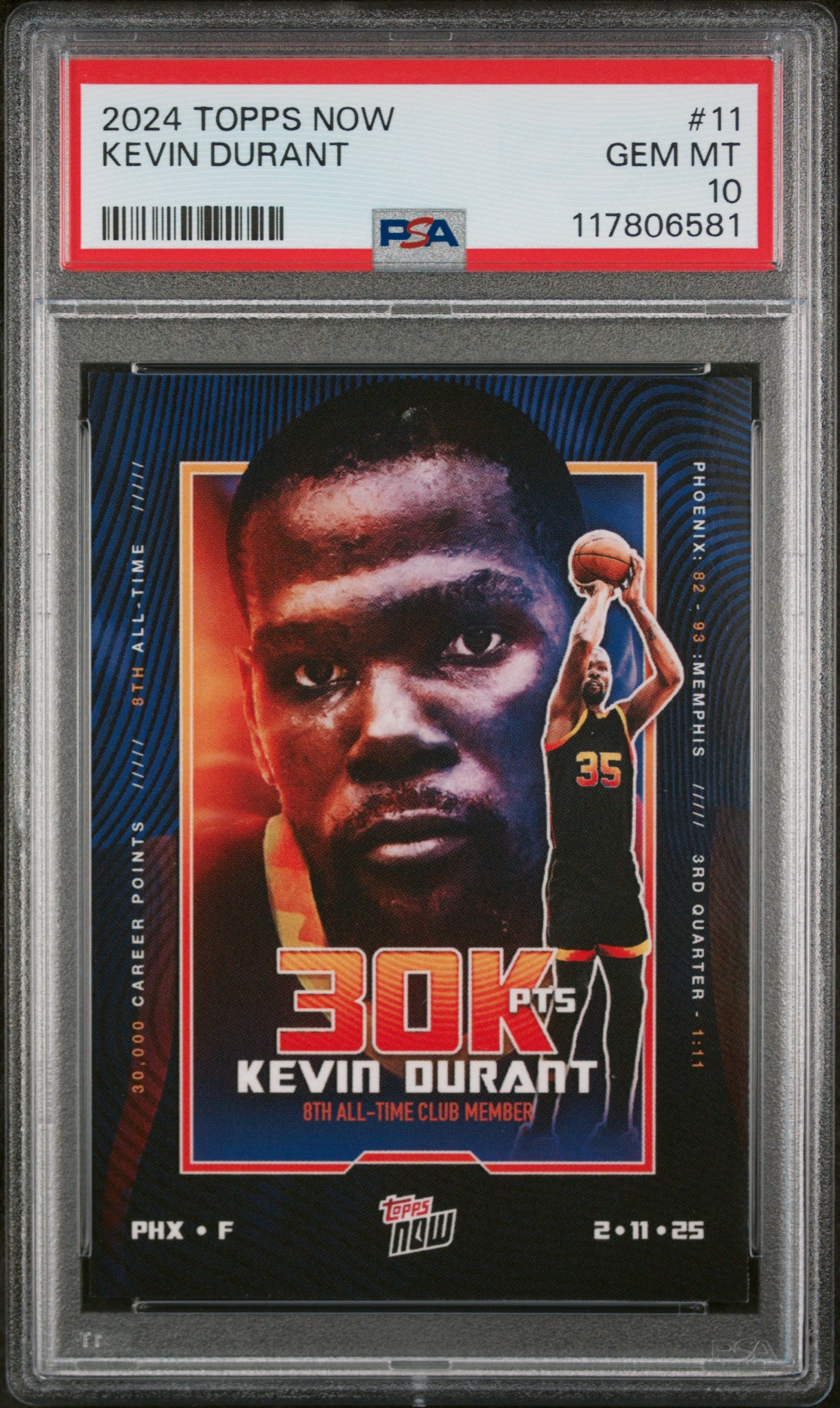 (3)2024 Topps Now #11 Kevin Durant PSA 10