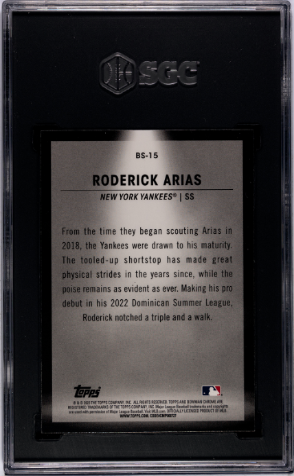 2023 Bowman #BS-15 Roderick Arias Spotlights SGC 10