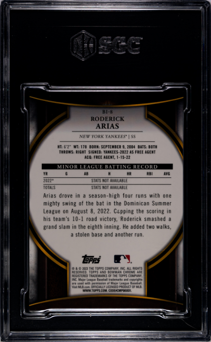 2023 Bowman Chrome #BI-8 Roderick Arias Invicta SGC 8.5