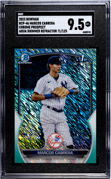 2023 Bowman Chrome Prospect #BCP-46 Marcos Cabrera Aqua Shimmer Refractor SGC 9.5