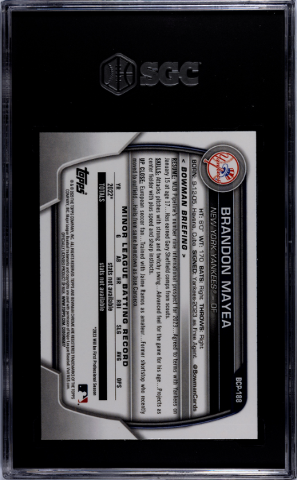 2023 Bowman Chrome #BCP-188 Brando Mayea Prospect SGC 9.5