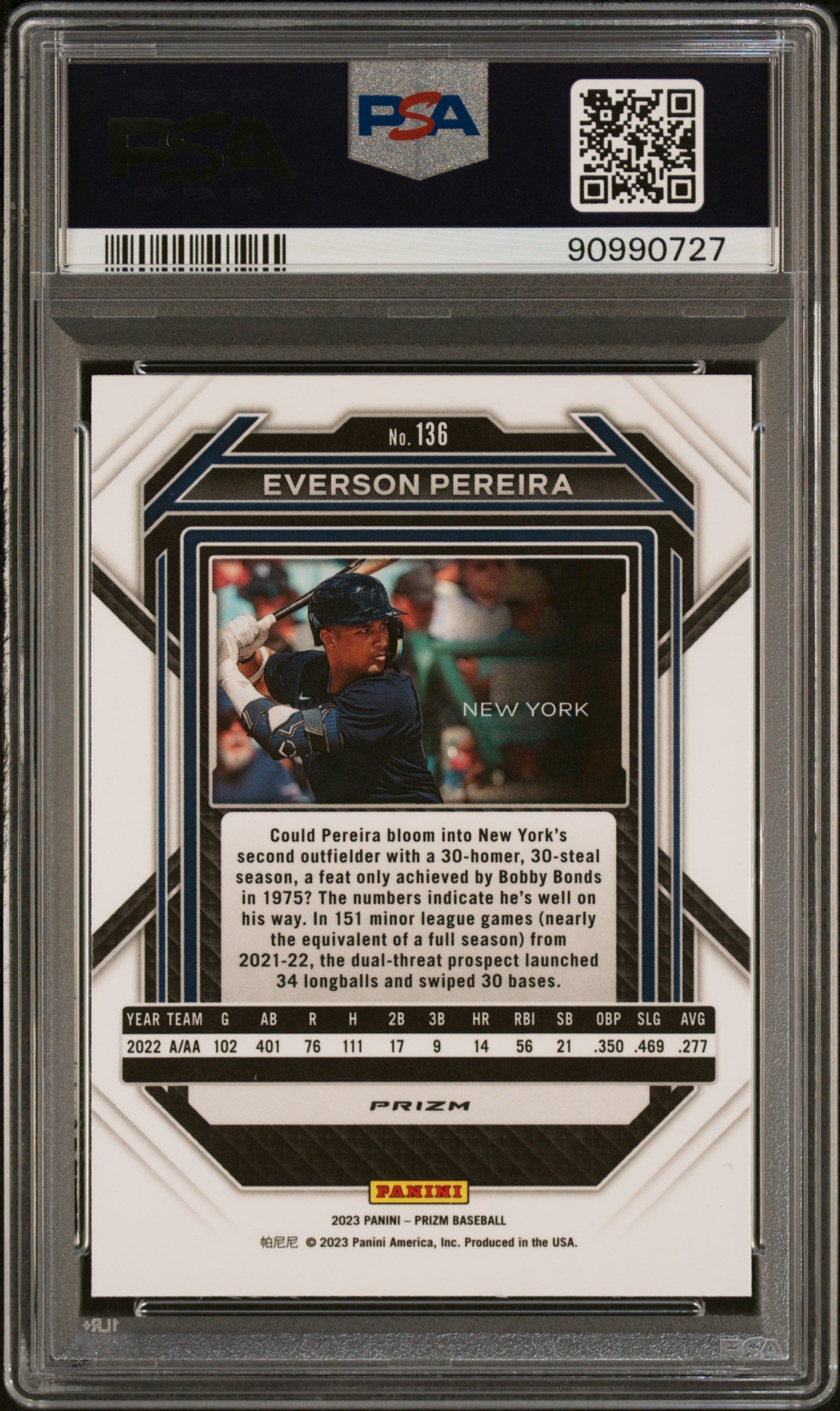 2023 Panini Prizm #136 Everson Pereira White Sparkle PSA 9