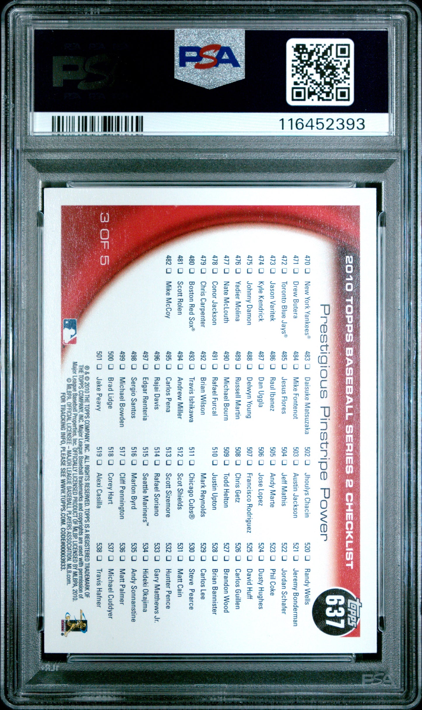 2010 Topps #637 Babe Ruth/Lou Gehrig PSA 8