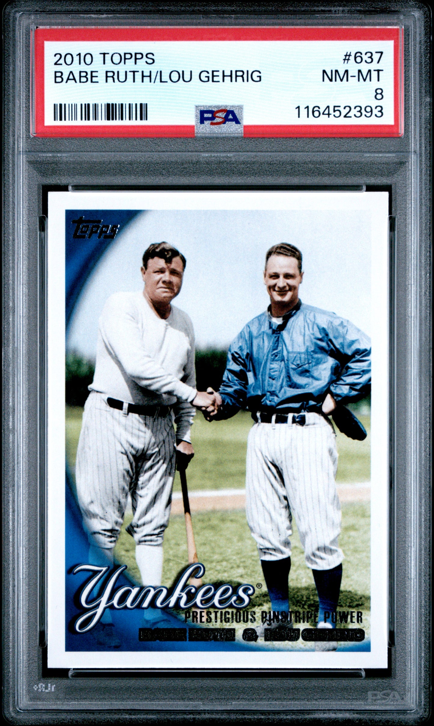 2010 Topps #637 Babe Ruth/Lou Gehrig PSA 8