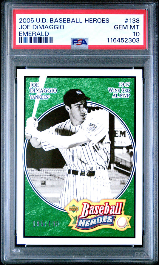 2005 Upper Deck Baseball Heroes #138 Joe Dimaggio Emerald PSA 10