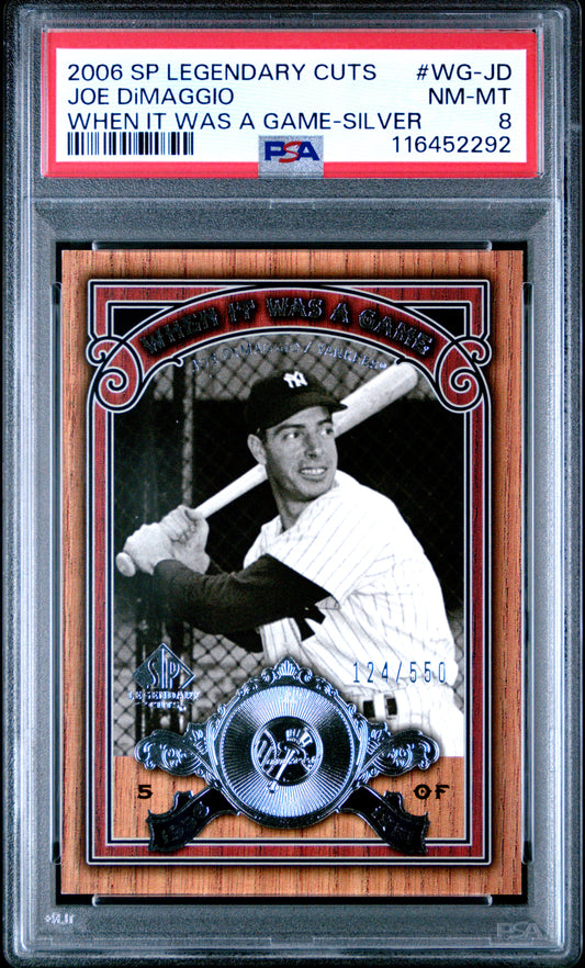 2006 SP Legendary Cuts When It Was A Game #WG-JD Joe Dimaggio Silver PSA 8