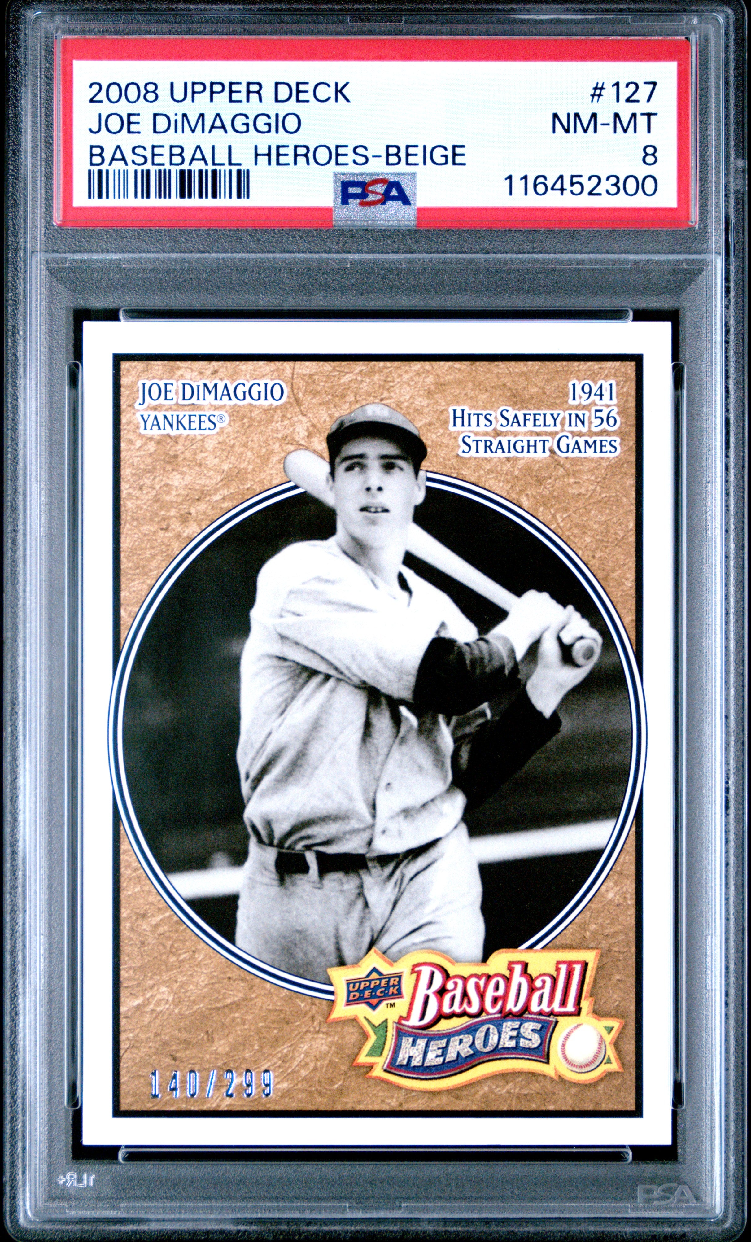 2008 Upper Deck Baseball Heroes #127 Joe Dimaggio Beige PSA 8