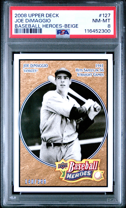 2008 Upper Deck Baseball Heroes #127 Joe Dimaggio Beige PSA 8