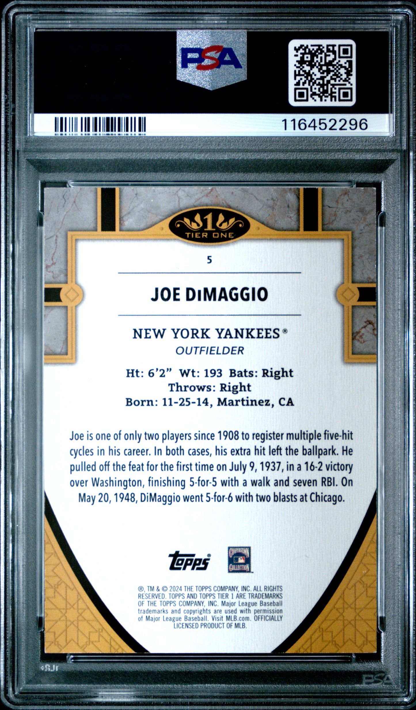 2024 Topps Tier One #5 Joe Dimaggio PSA 8