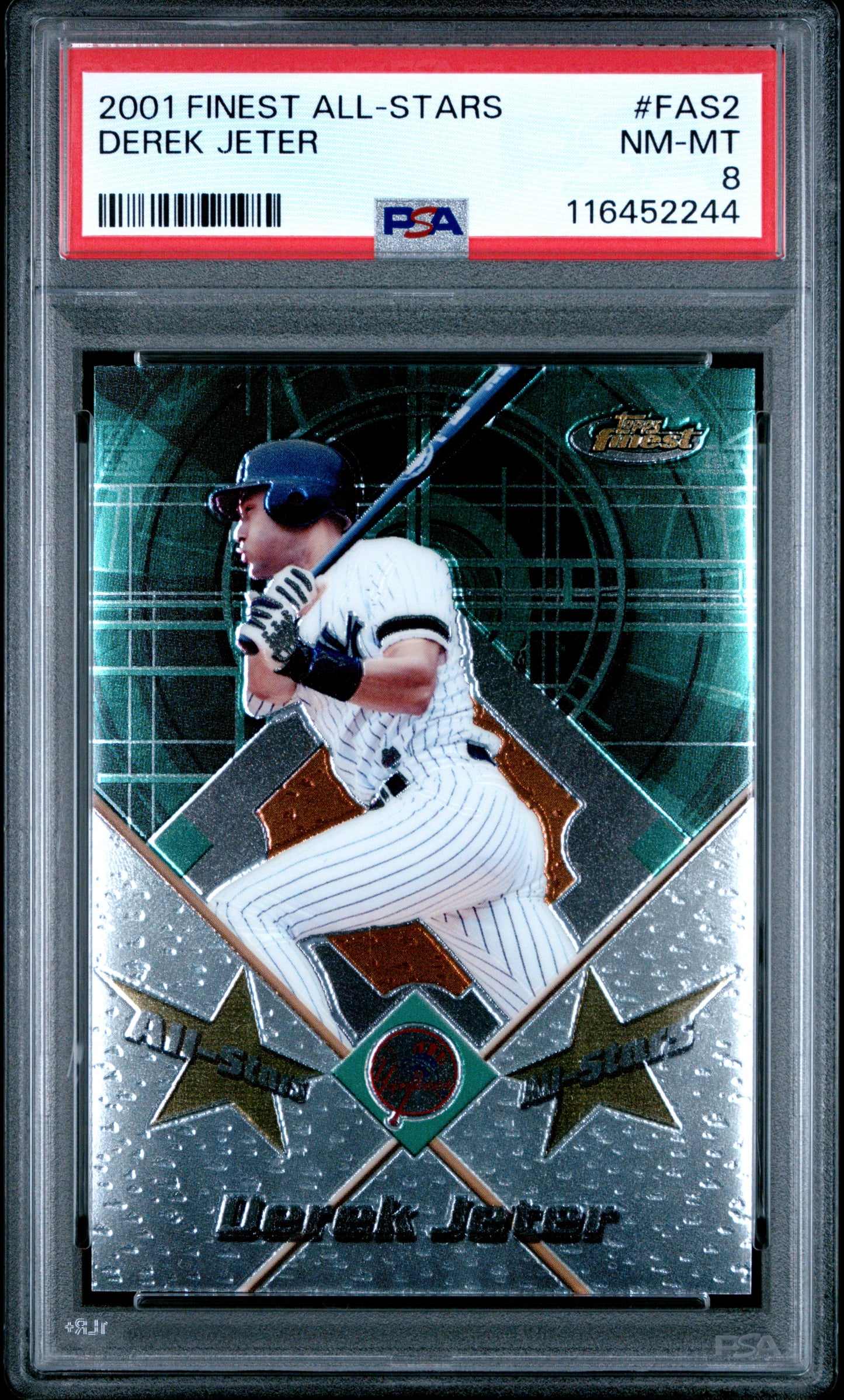 2001 Finest All Stars #FAS2 Derek Jeter PSA 8