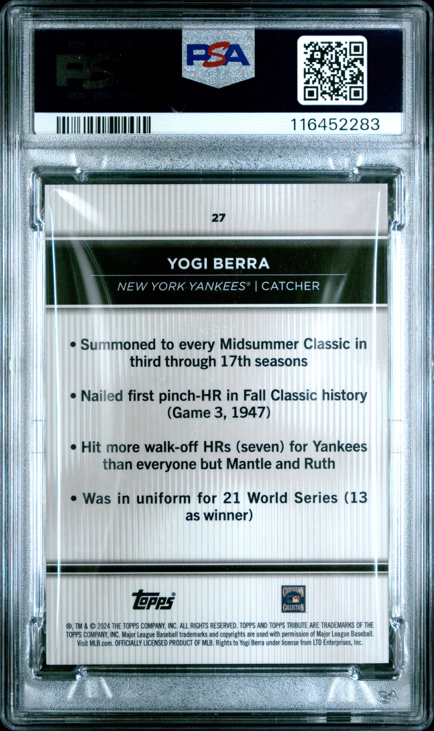 2024 Topps Tribute #27 Yogi Berra Orange PSA 10
