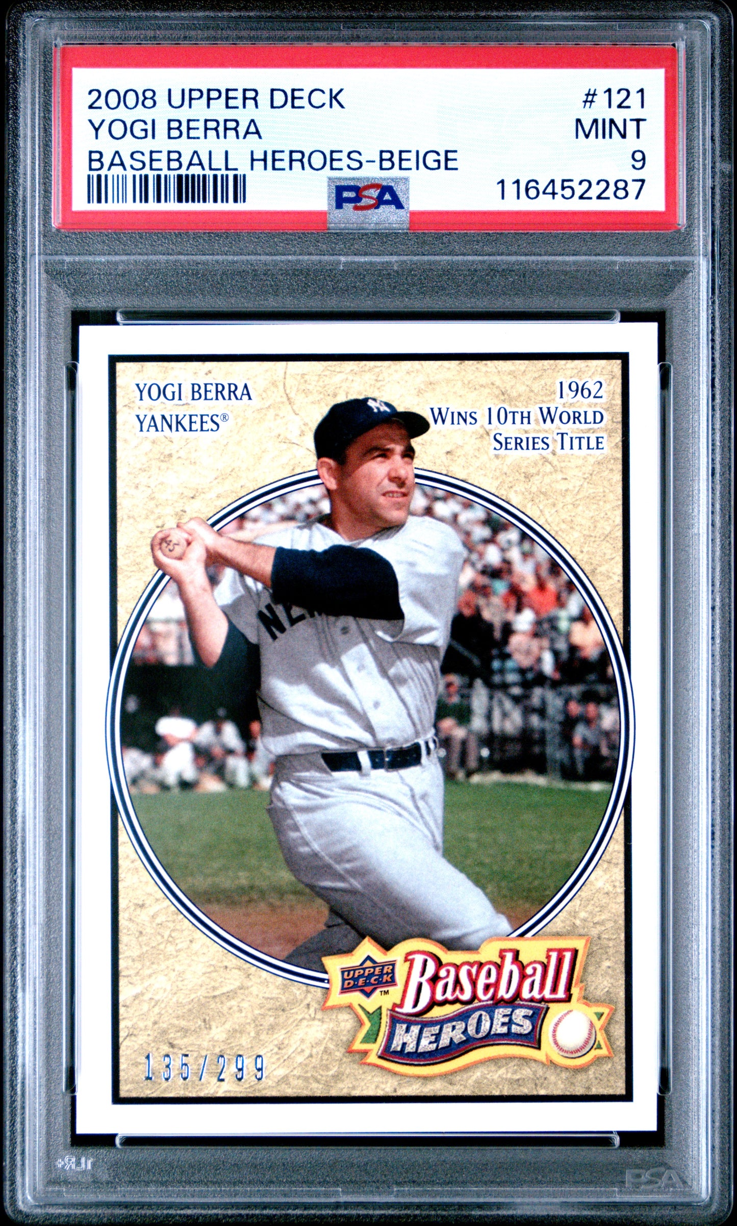2008 Upper Deck Baseball Heroes #121 Yogi Berra Beige PSA 9