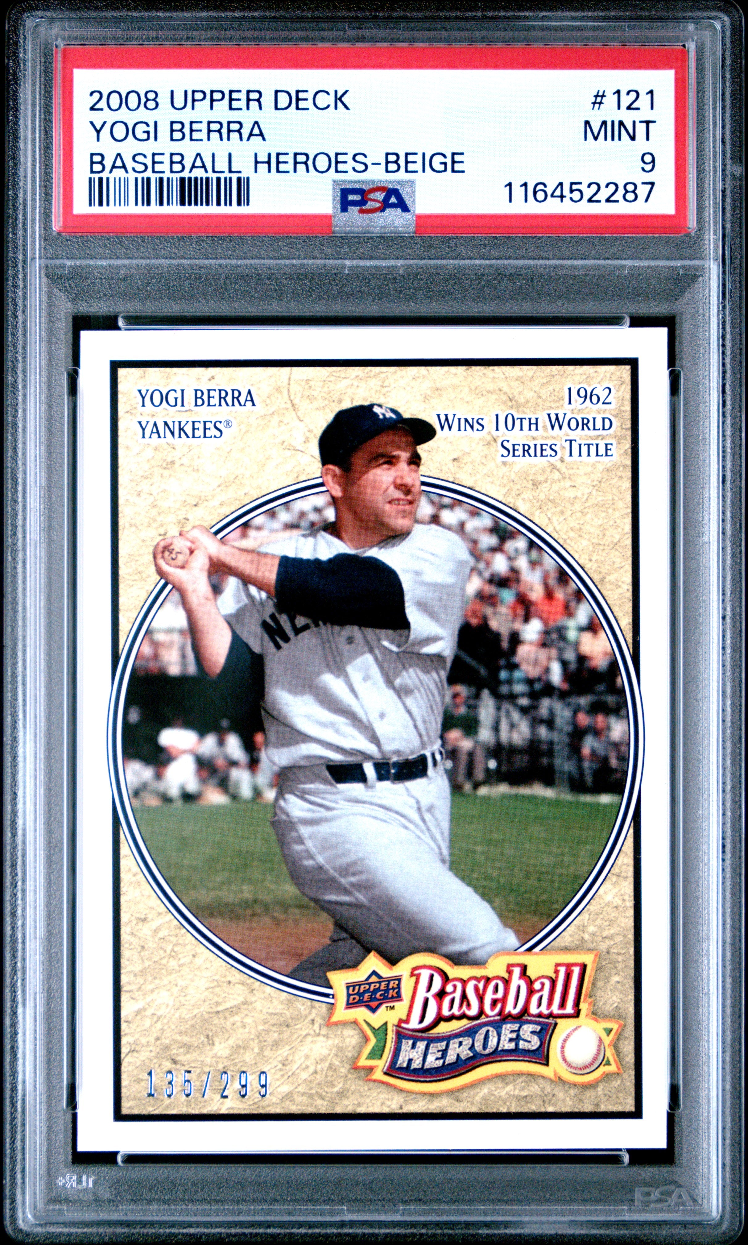 2008 Upper Deck Baseball Heroes #121 Yogi Berra Beige PSA 9