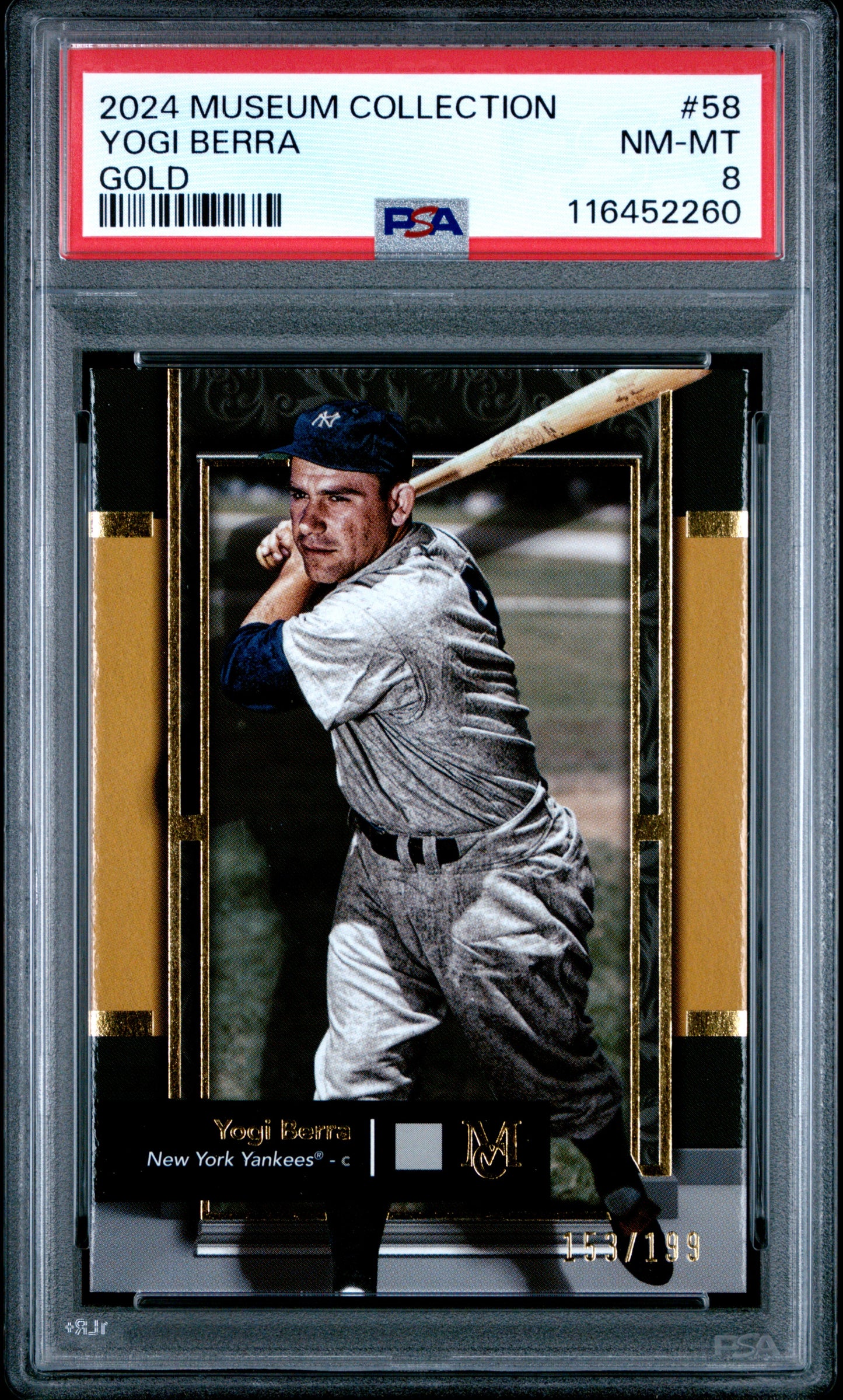 2024 Topps Museum Collection #58 Yogi Berra Gold PSA 8