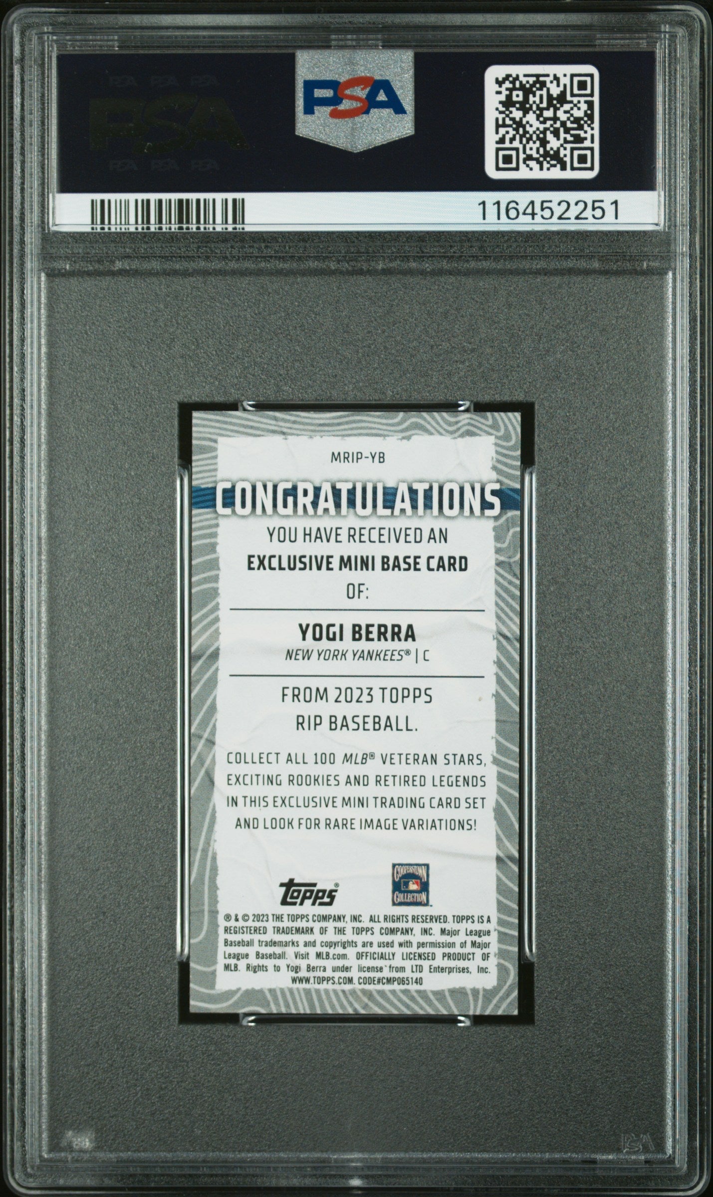 2023 Topps Rip Mini #YB Yogi Berra Mini-Purple PSA 8