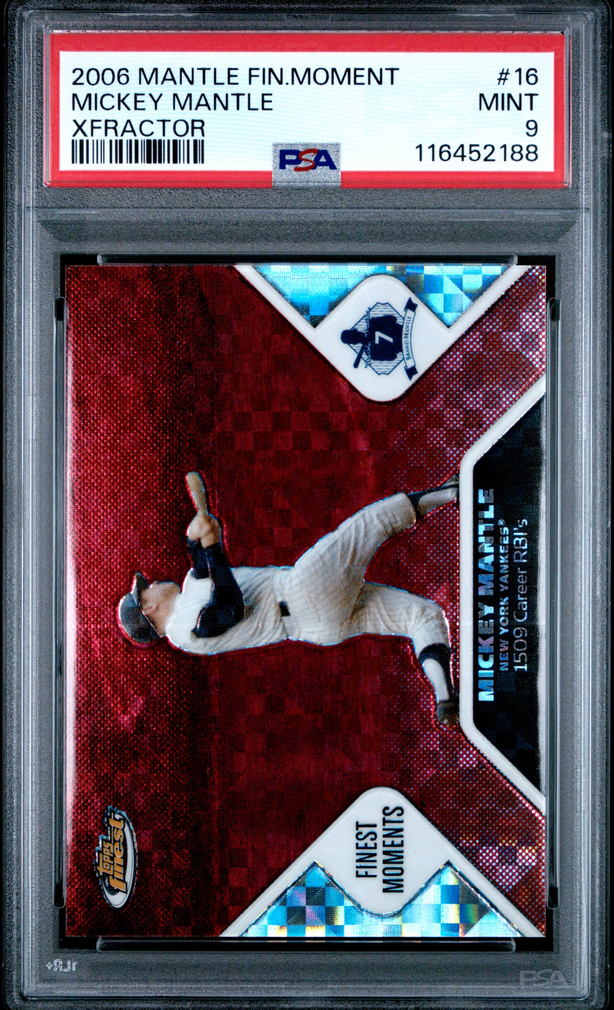 2006 Finest Mantle Finest Moments #16 Mickey Mantle Xfractor PSA 9