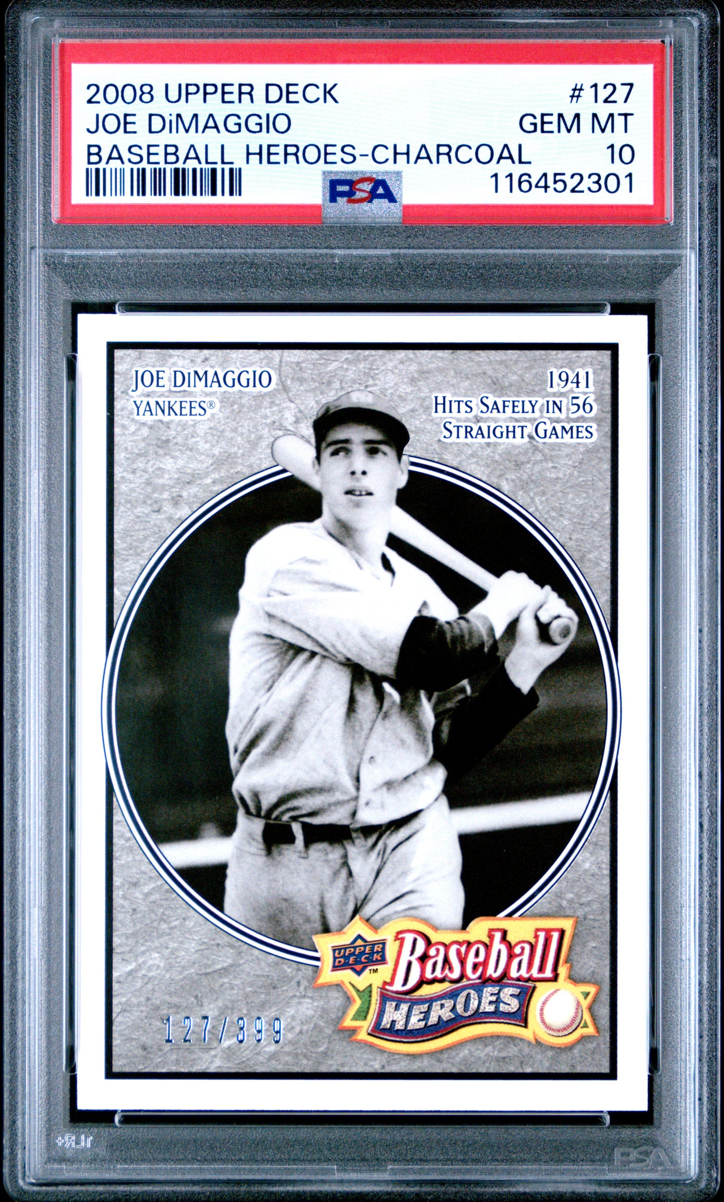 2008 Upper Deck BH #127 Joe Dimaggio Baseball Heroes-Charcoal PSA 10