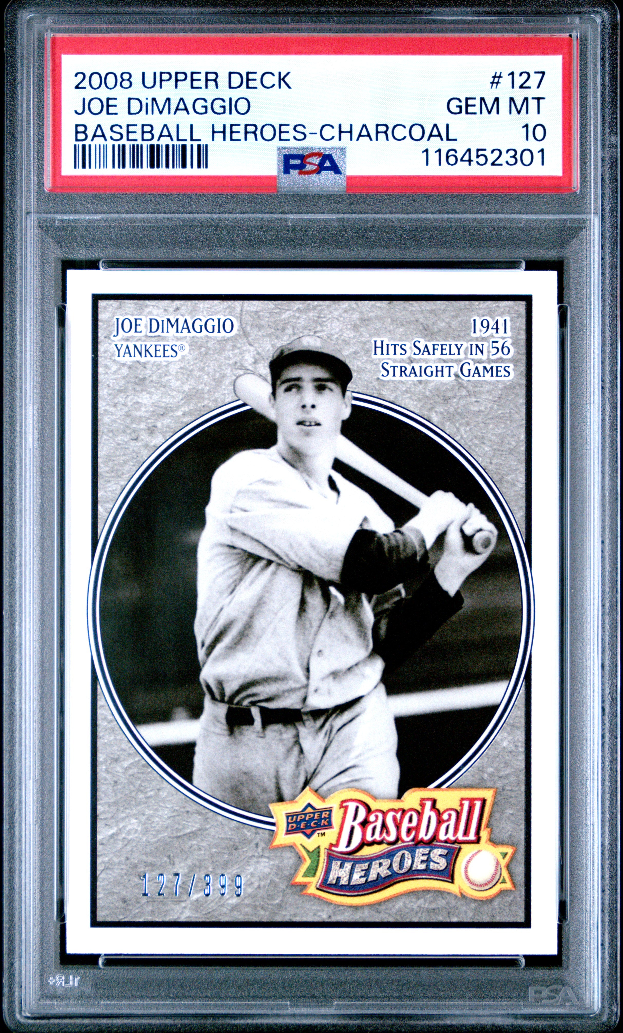 2008 Upper Deck BH #127 Joe Dimaggio Baseball Heroes-Charcoal PSA 10