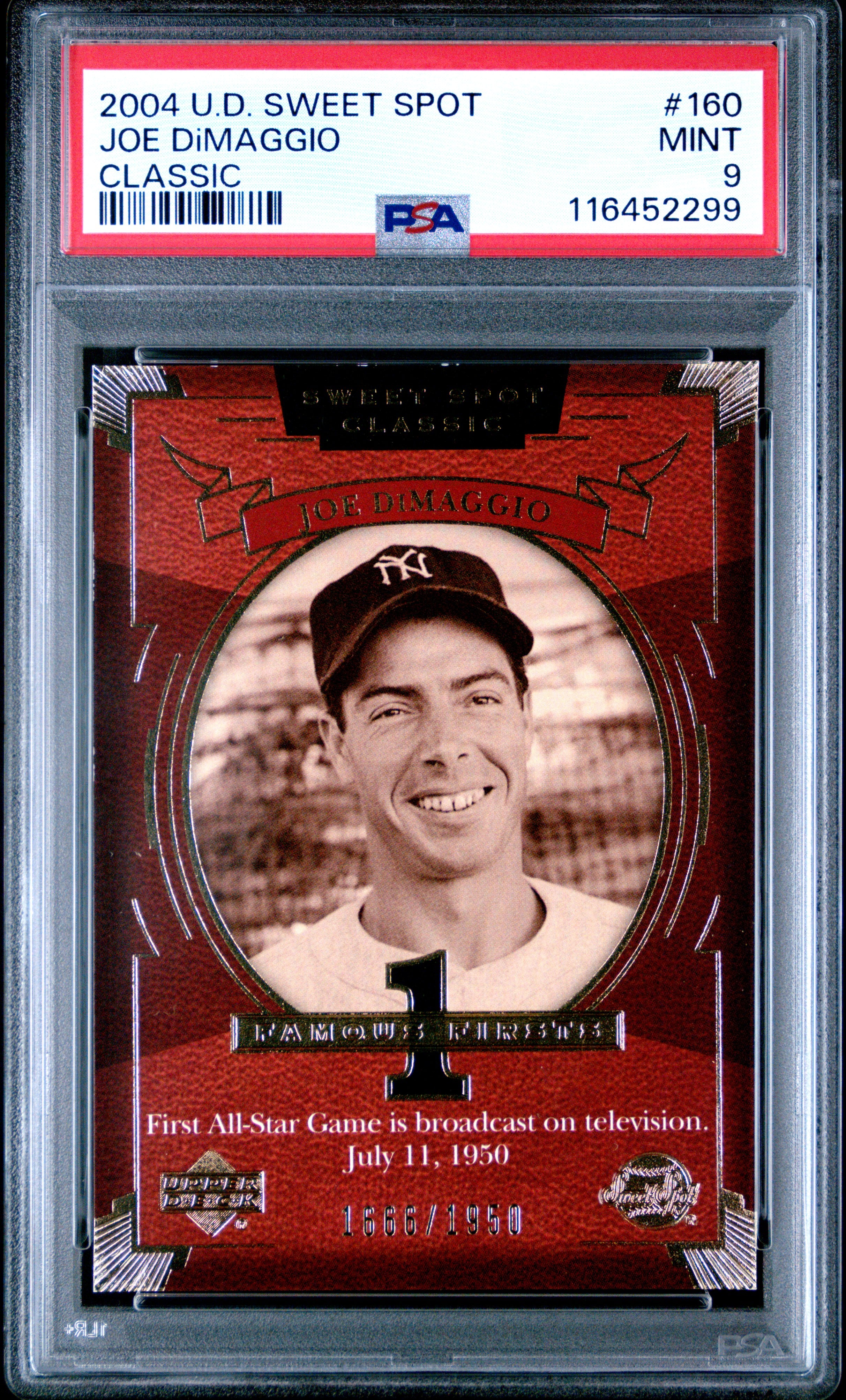 2004 Upper Deck Sweet Spot Classic #160 Joe Dimaggio Classic PSA 9