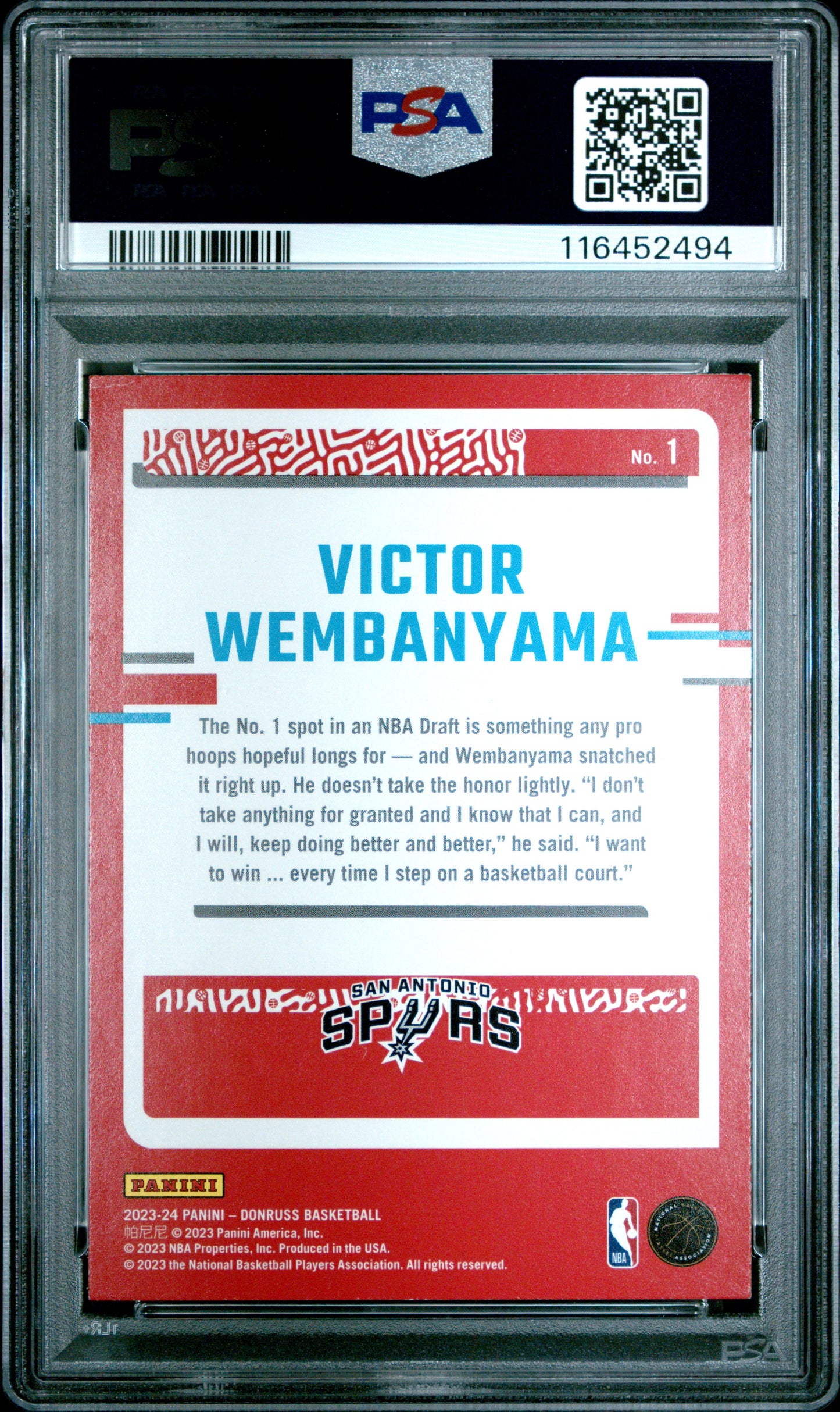 2023 Panini Donruss The Rookies #1 Victor Wembanyama PSA 6