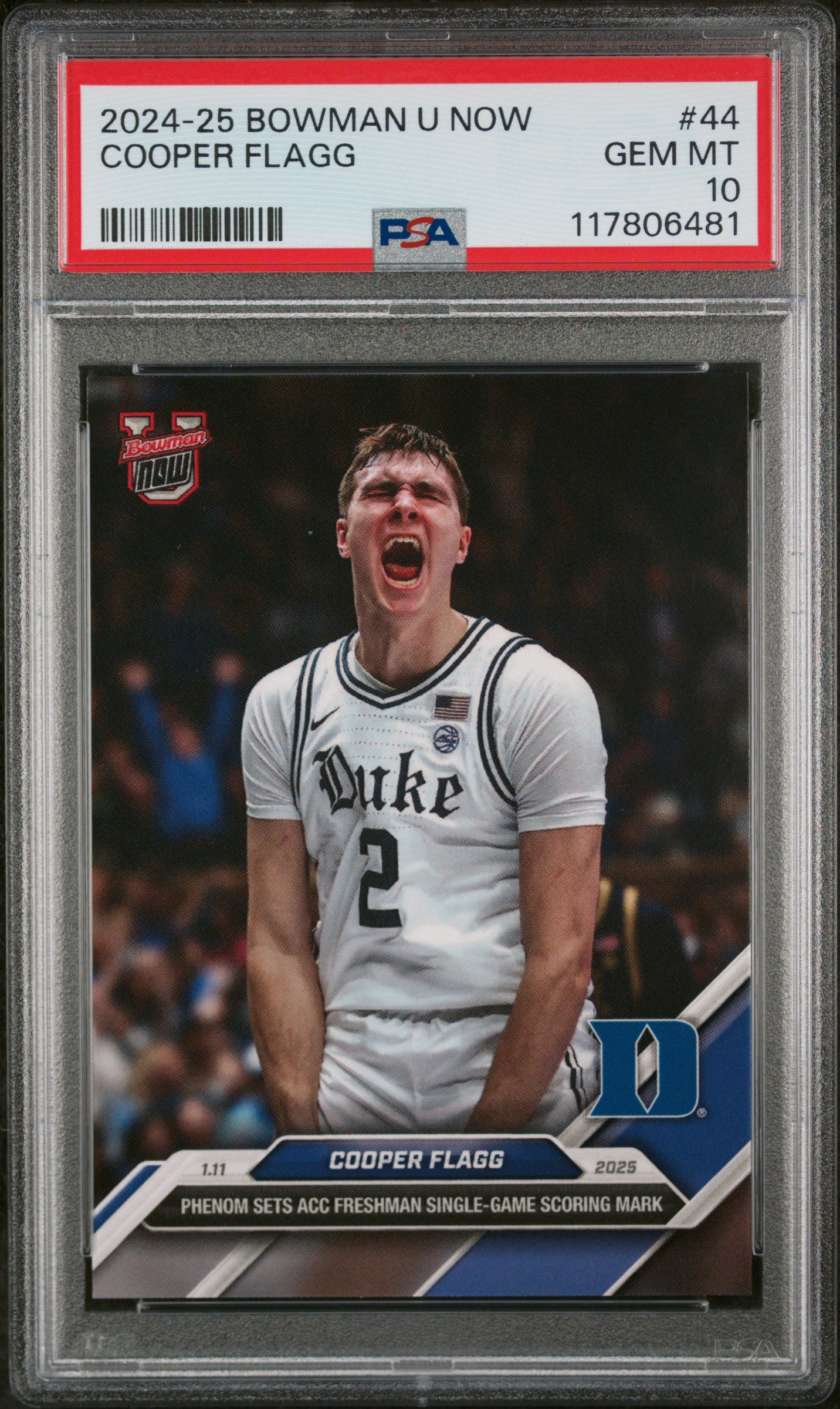 (10)2024-25 Bowman U Now #44 Cooper Flagg PSA 10