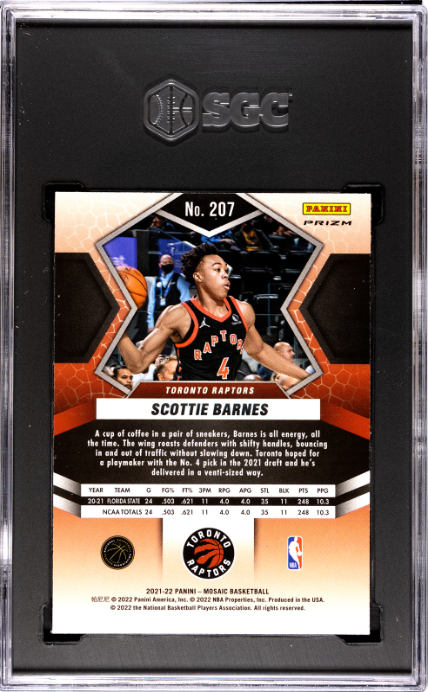2021-22 Panini Mosaic #207 Scottie Barnes Red Wave Prizm RC SGC 10