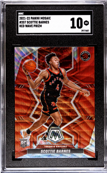 2021-22 Panini Mosaic #207 Scottie Barnes Red Wave Prizm RC SGC 10