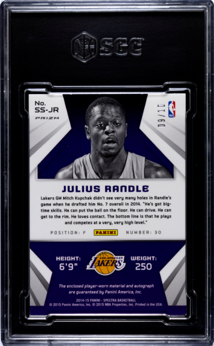 2014-15 Panini Spectra #SS-JR Julius Randle Spectacular Swatches Gold Prizm RPA SGC 7-10