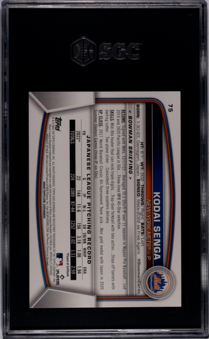 2023 Bowman #75 Kodai Senga RC SGC 9.5