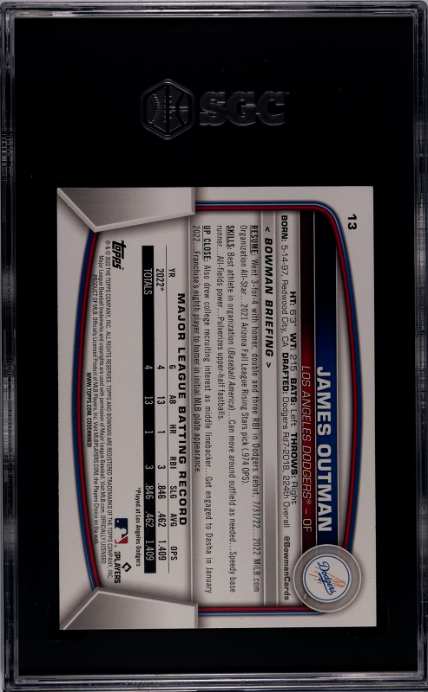 2023 Bowman #13 James Outman RC SGC 10