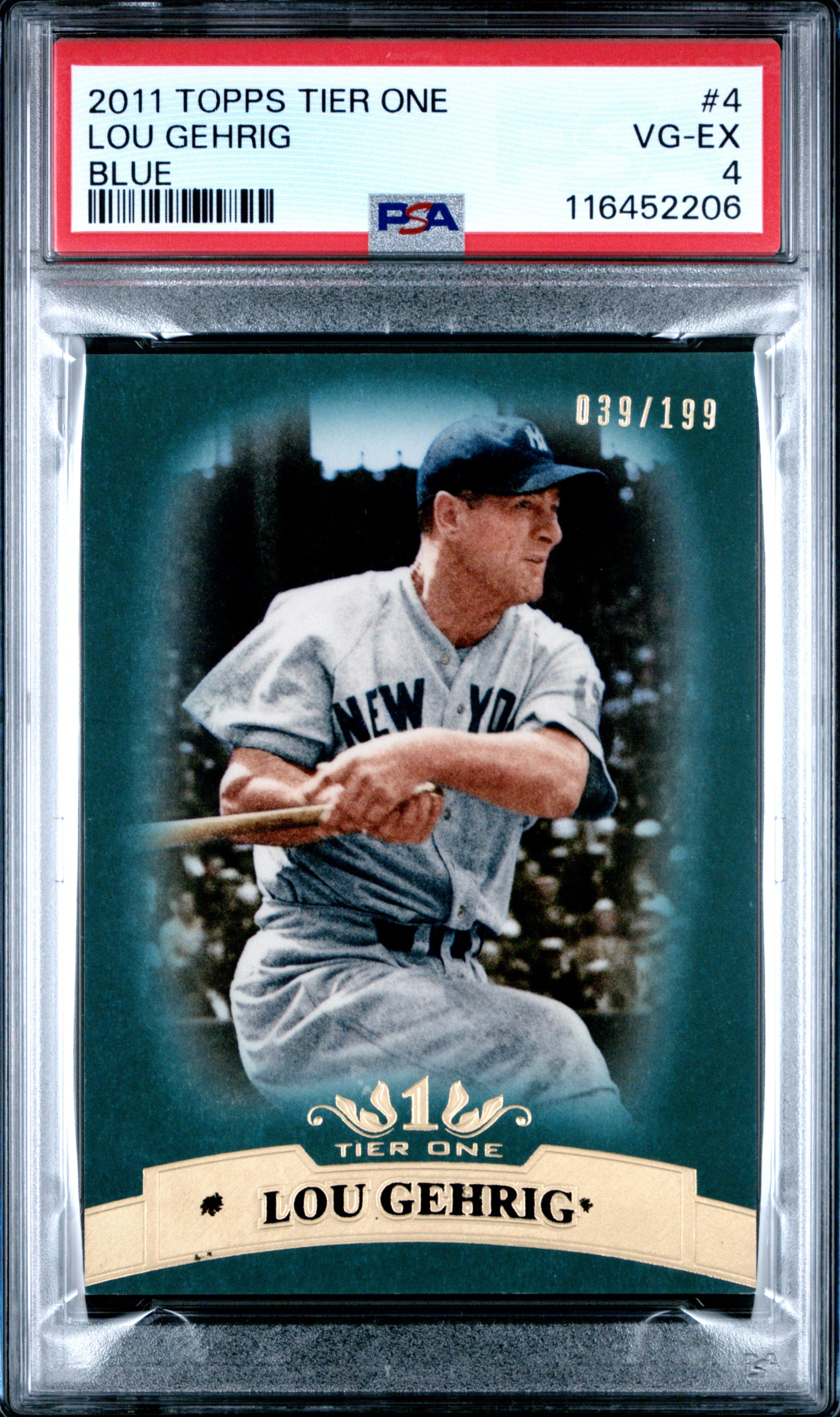 2011 Topps Tier One #4 Lou Gehrig Blue PSA 4
