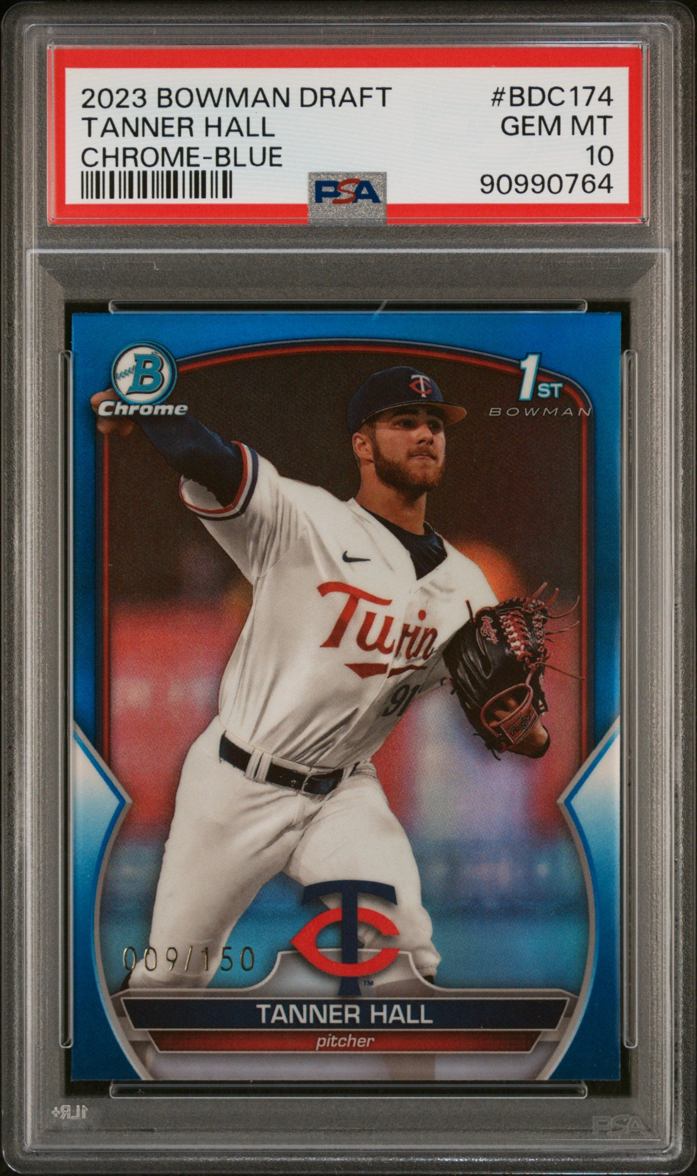 2023 Bowman Draft #BDC174 Tanner Hall Chrome-Blue Refractor PSA 10