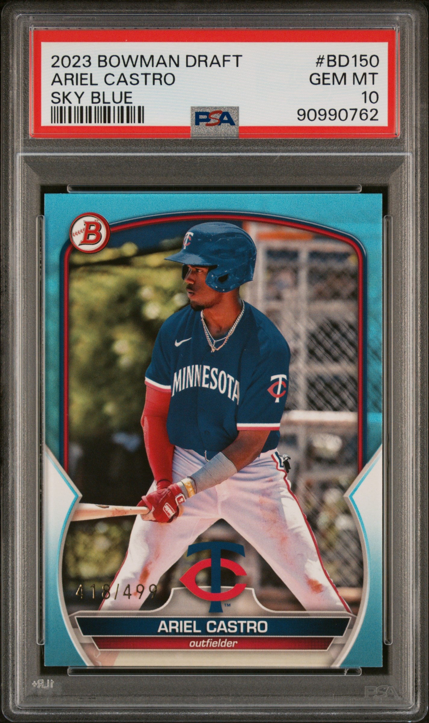 2023 Bowman Draft #BD150 Ariel Castro Sky Blue PSA 10