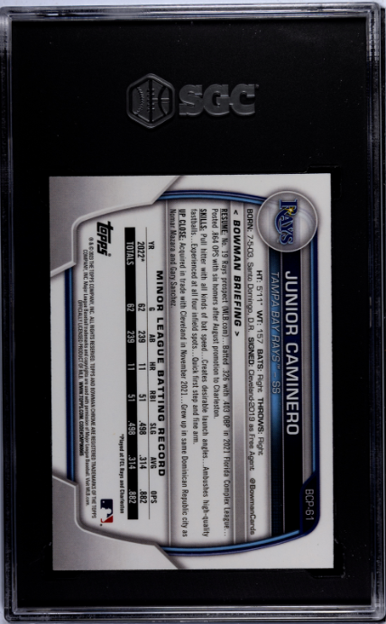 2023 Bowman #BCP-61 Junior Caminero Chrome Prospect SGC 10
