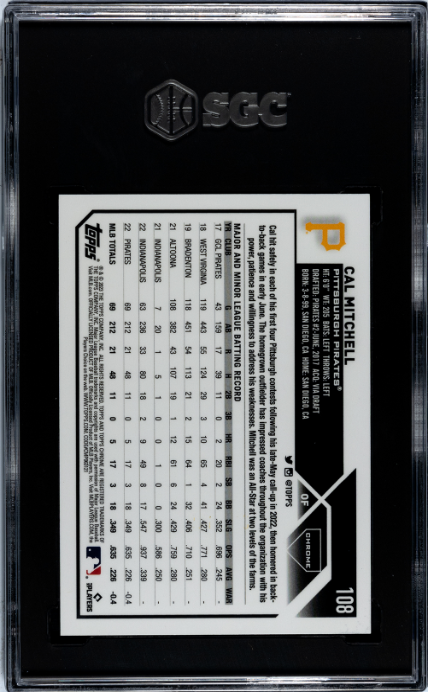 2023 Topps Chrome #108 Cal Mitchell Aqua Refractor RC SGC 10