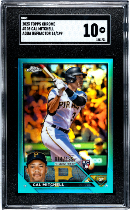 2023 Topps Chrome #108 Cal Mitchell Aqua Refractor RC SGC 10