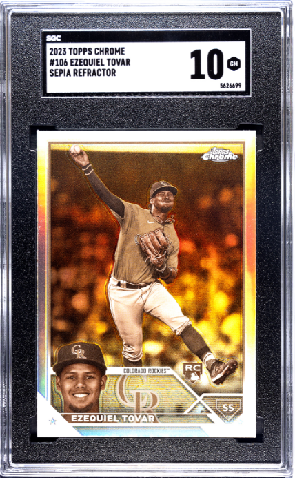 2023 Topps Chrome #106 Ezequiel Tovar Sepia Refractor RC SGC 10