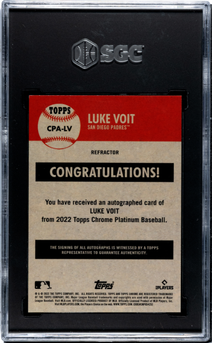 2022 Topps Chrome Platinum Anniversary #CPA-LV Luke Voit Autographed SGC 9