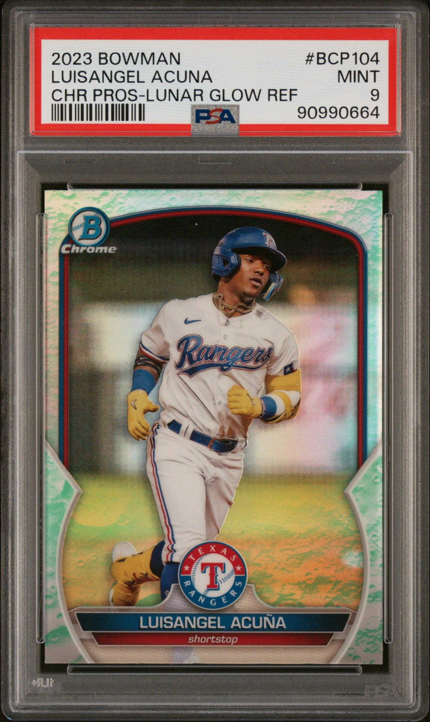 2023 Bowman Chrome Prospects #BCP104 Luisangel Acuna Lunar Glow Refractor PSA 9